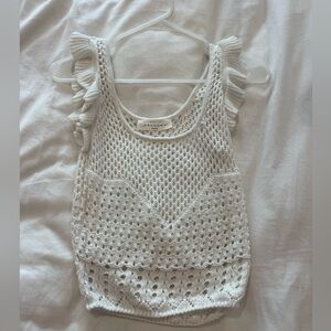 American threads white knit tank top
